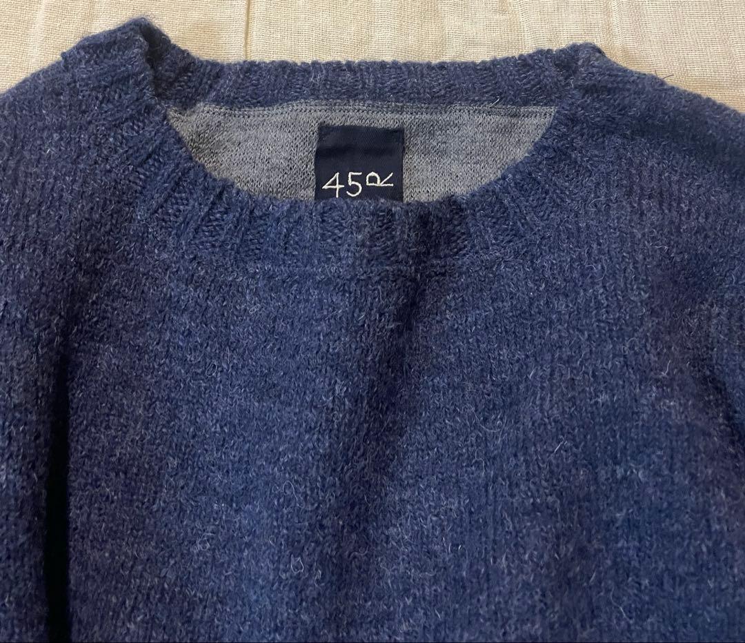 45r上質シェットランドウール二重織りチュニック ゆったり新品同様