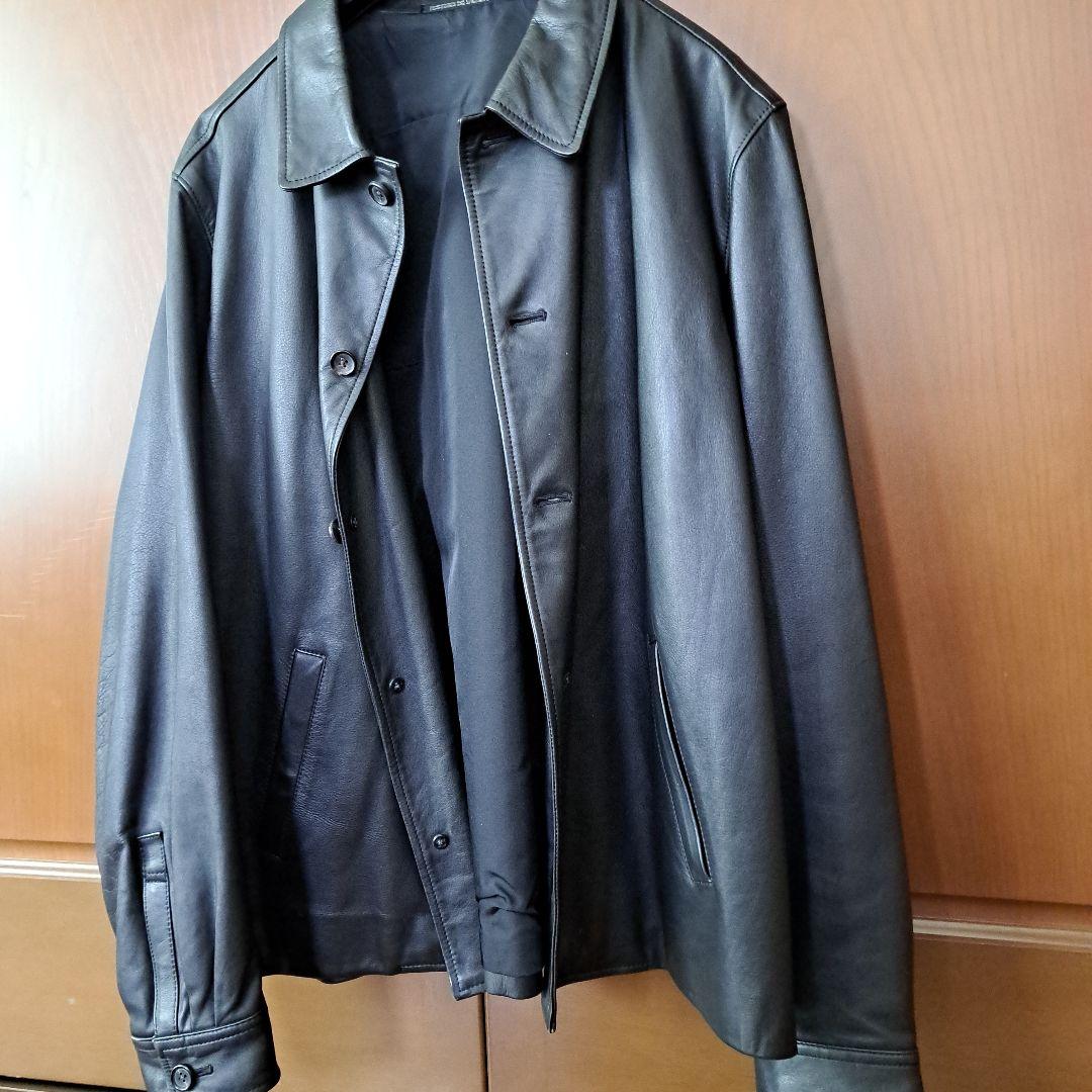 黒レザージャケット ボタン留め 襟付き - メルカリ