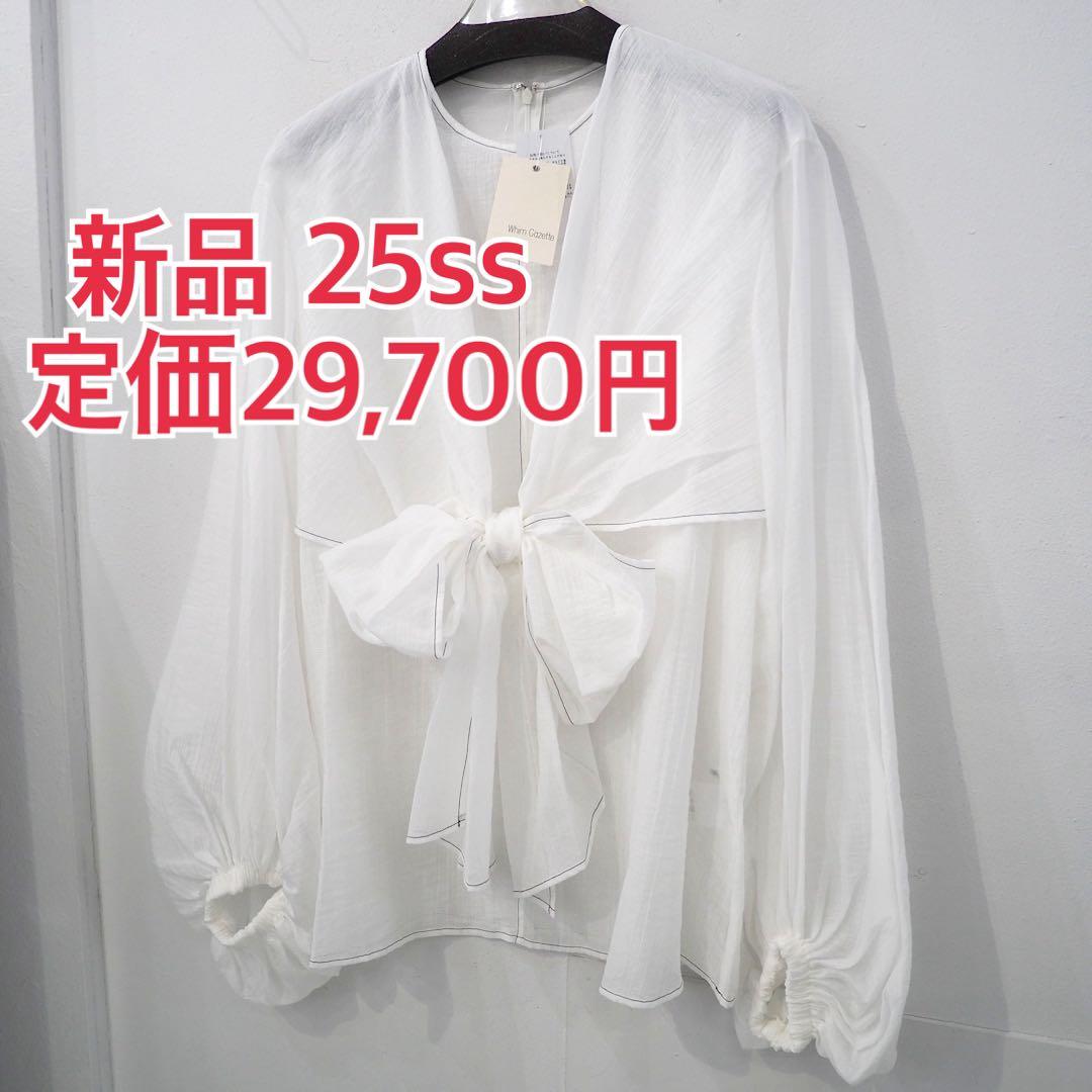 新品 定価29700円 ウィムガゼット 25ss 春夏 フロント リボンブラウス