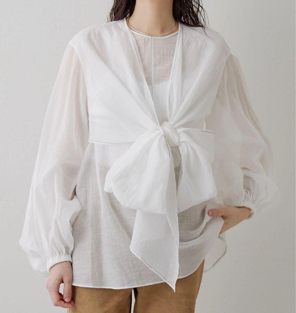 新品 定価29700円 ウィムガゼット 25ss 春夏 フロント リボンブラウス