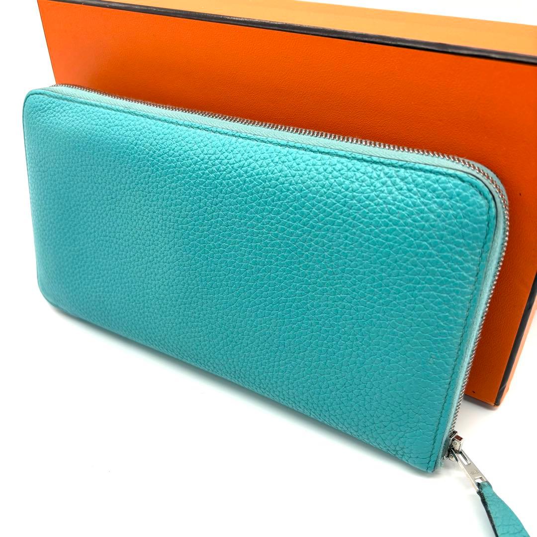 HERMES アザップロング ブルーアトール オールレザー トリヨン