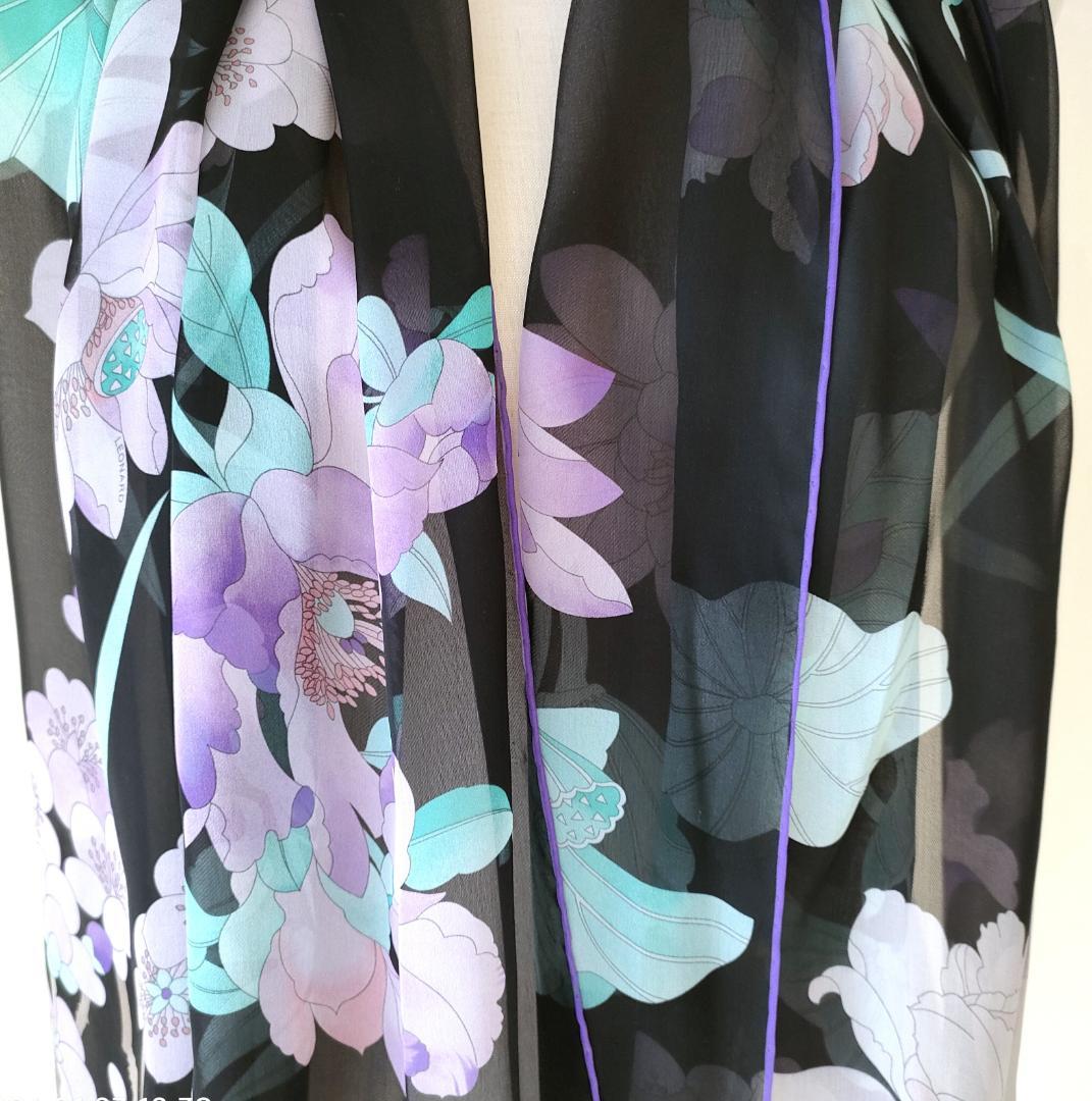 高級感あり 極美品 レオナール ストール スカーフ ショール 黒に