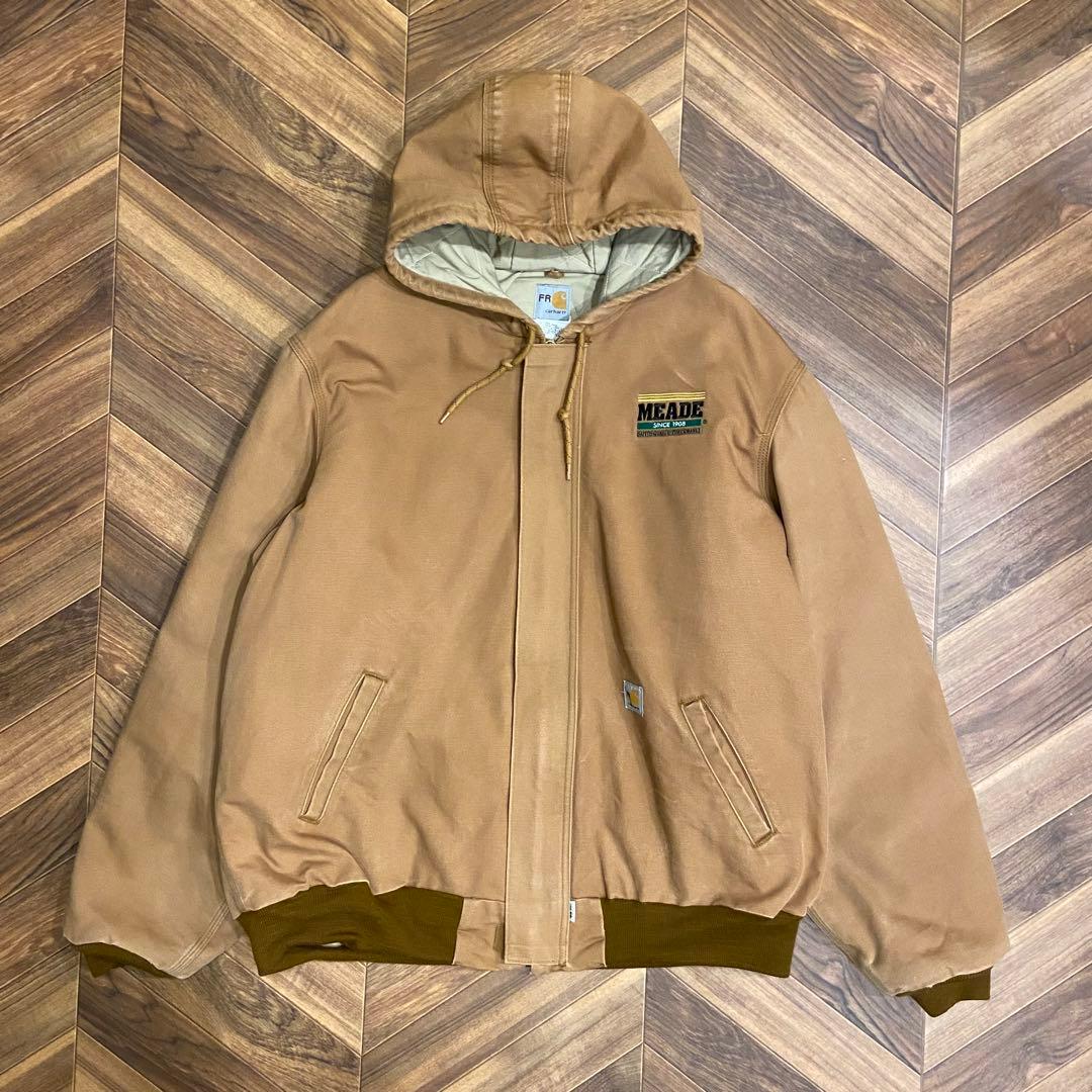 Carhartt FR アクティブジャケット XL 企業刺繍ロゴ ブラウンUSA
