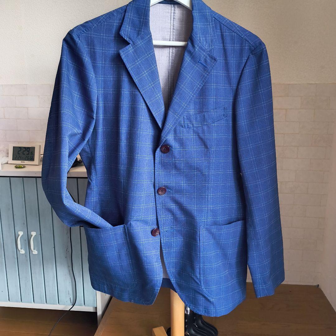 ÉDIFICE 青 チェック柄 テーラードジャケット 44 - メルカリ