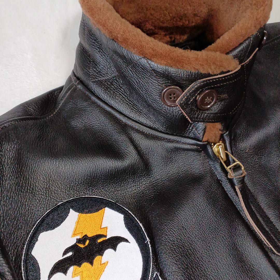 美品 MORGAN G-1NAVYエンボスジャケット 焦茶 L