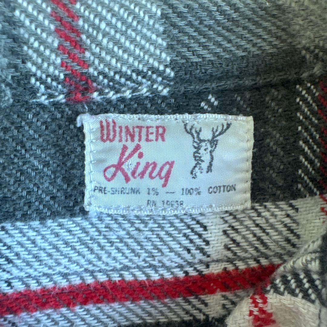 60s winter king ヘビーネルシャツ 赤黒 マチなし ネルシャツ - メルカリ