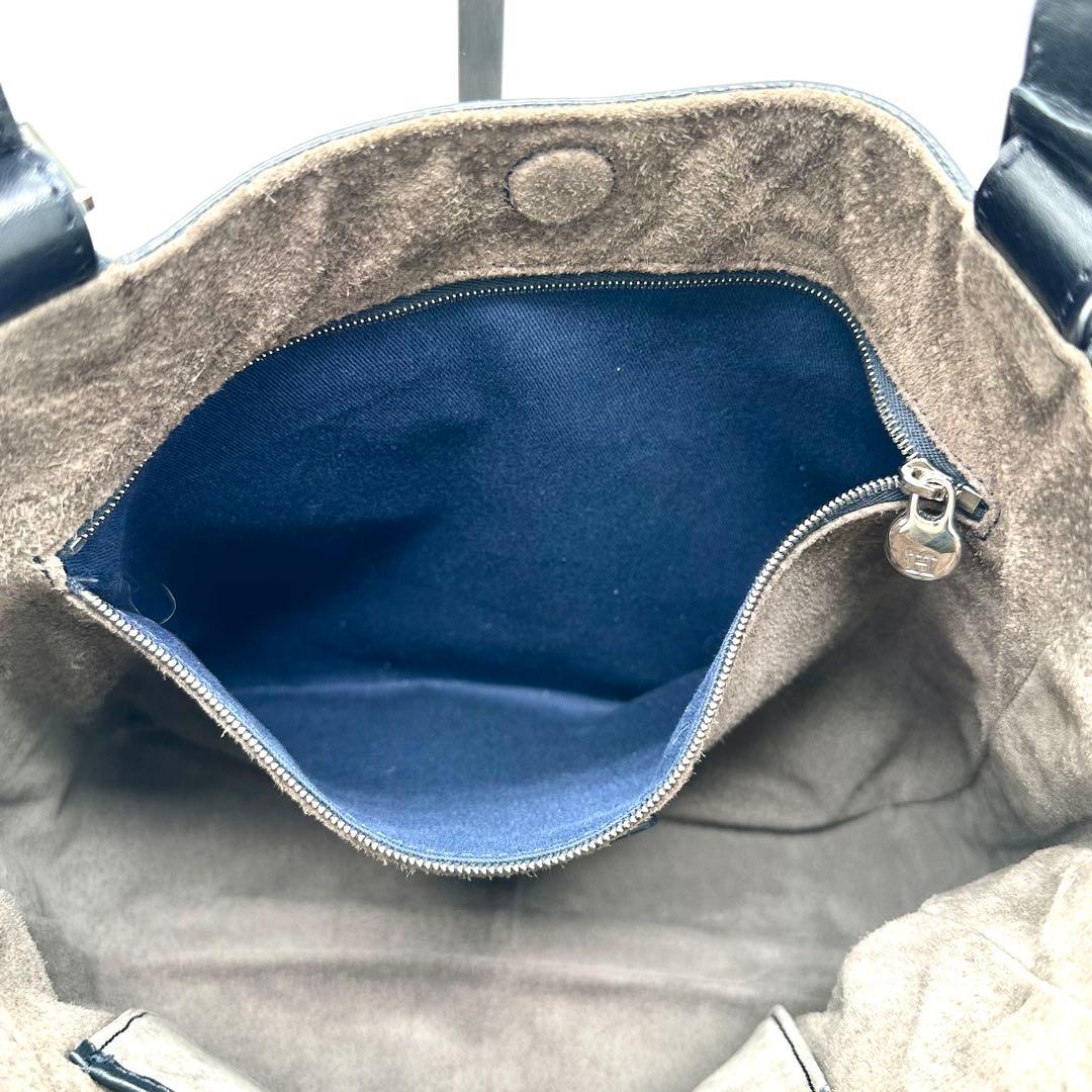 美品】ヒロフ ソーロ トートバッグ2way Hロゴ 大容量 シボ革 ブラック