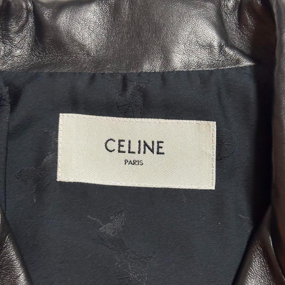 未使用 新品 CELINE 22AW ラムレザーライダース 42 黒 金ボタン - メルカリ