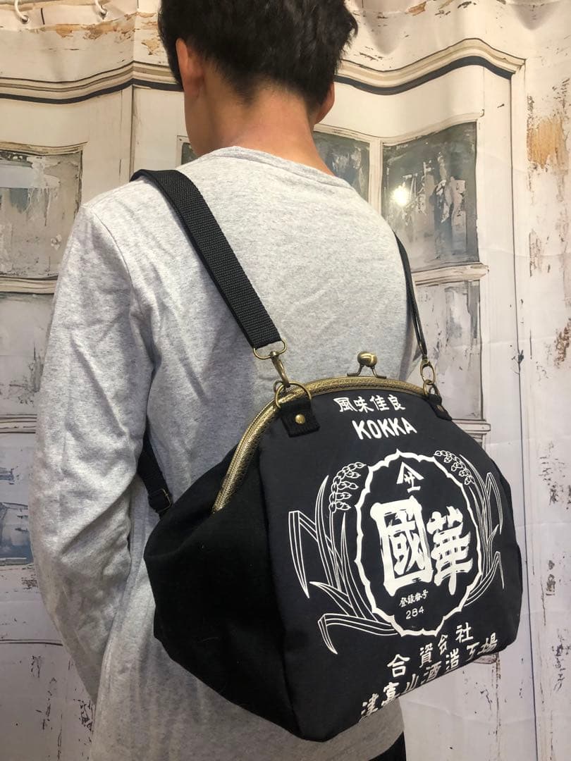 ハンドメイド○超特大大容量☆箱ティッシュ4箱入るがま口リュック