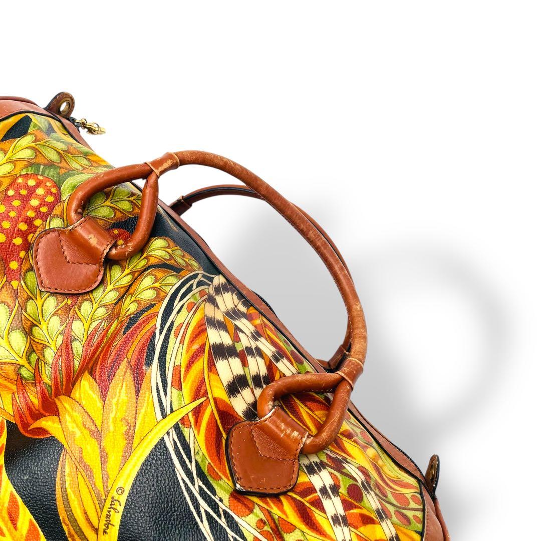 良品 Ferragamo ボストンバッグ PVC ボタニカル 2way 花柄 Salvatore