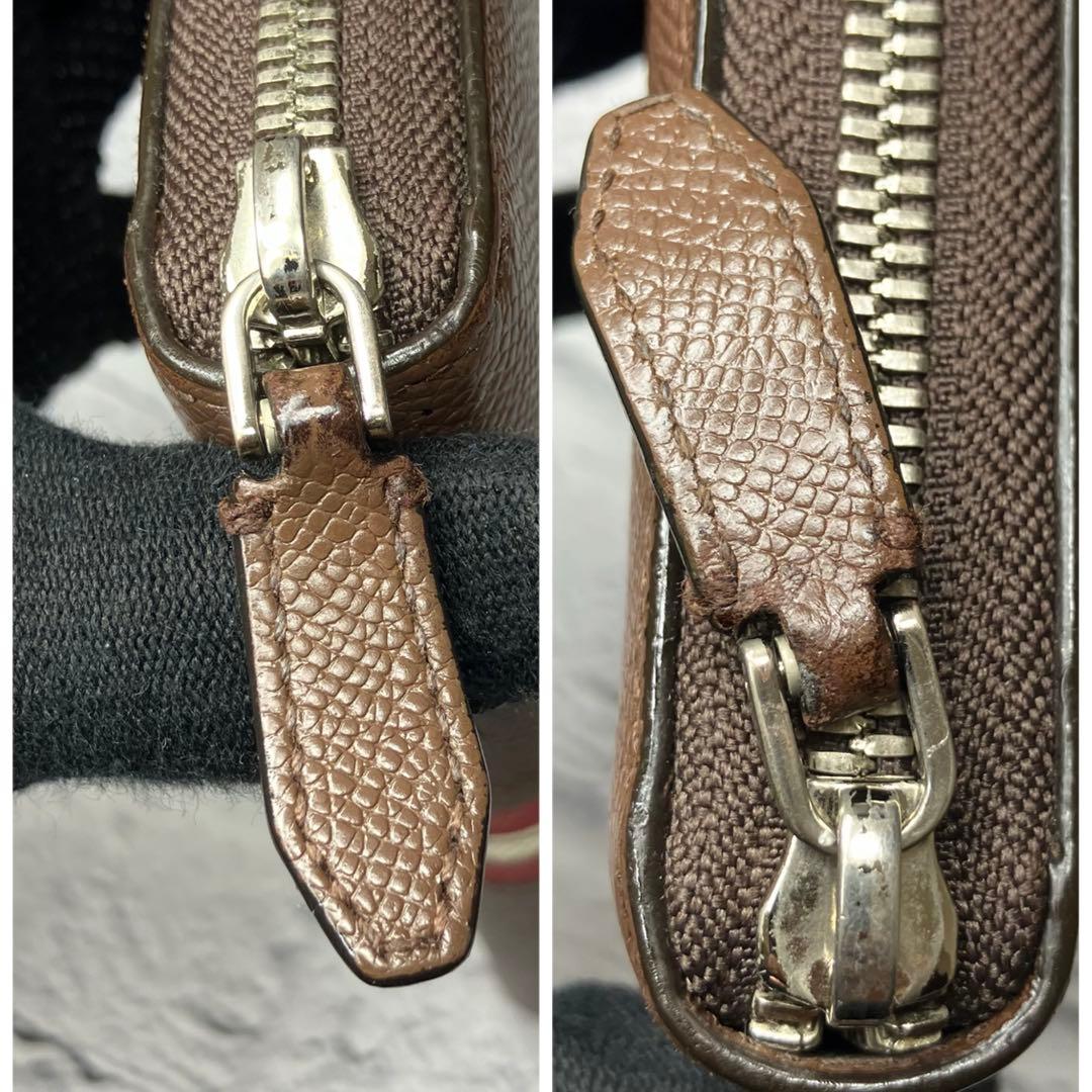 美品✨バリー トレインスポッティング シボ革 ロゴ金具 ラウンドジップ