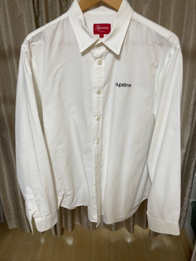 Supreme ホワイト 長袖シャツ Lサイズ