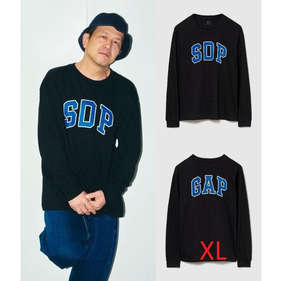 GAP x スチャダラパー アーチロゴ ロングスリーブTシャツ ロンT ブラック