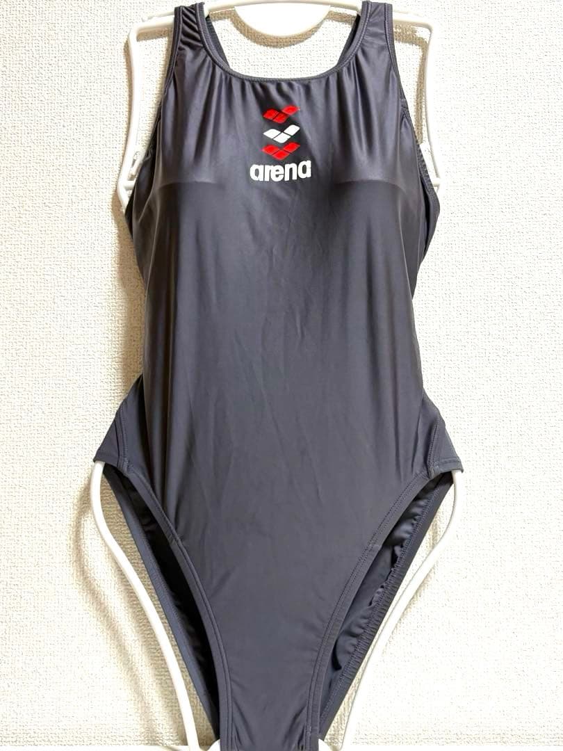 羊*い様 arena 競泳水着 L メタリック グレー ハイカット 強光沢 薄地