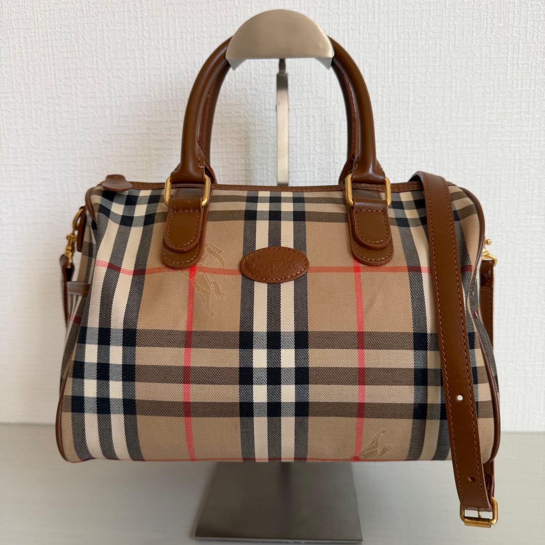 バーバリーズ　ミニボストンバッグ　2way ノバチェック　シャドーホース BURBERRY（バーバリー） ノバチェック シャドーホース ボストンバッグ