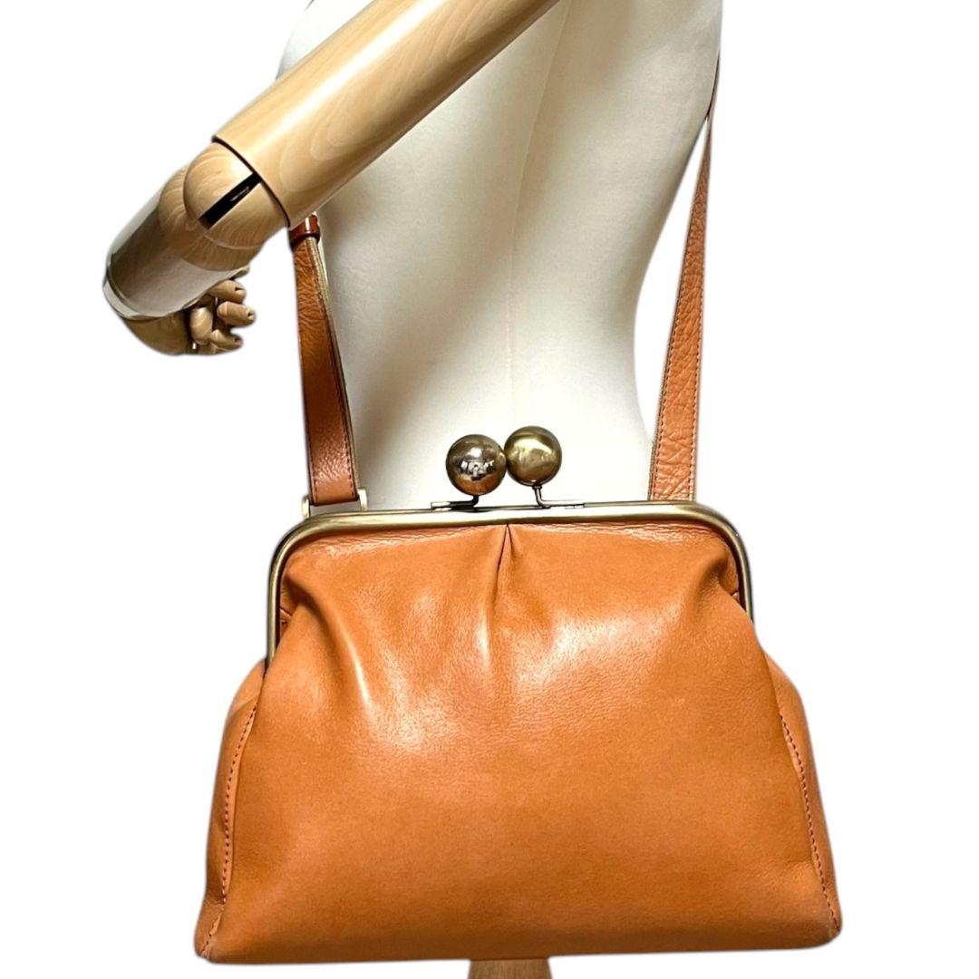 美品✨BROOM ブルーム がま口 ショルダーバッグ レザー 斜め掛け