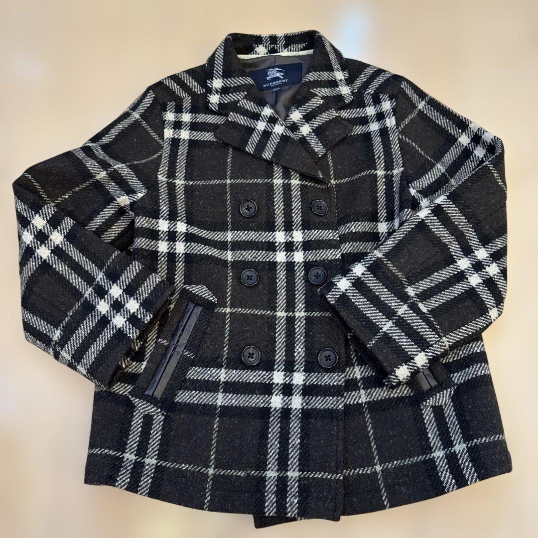 BURBERRY ウールコート 130A ブラウン チェック 中古・古着通販】BURBERRY (バーバリー) ウールチェックニット