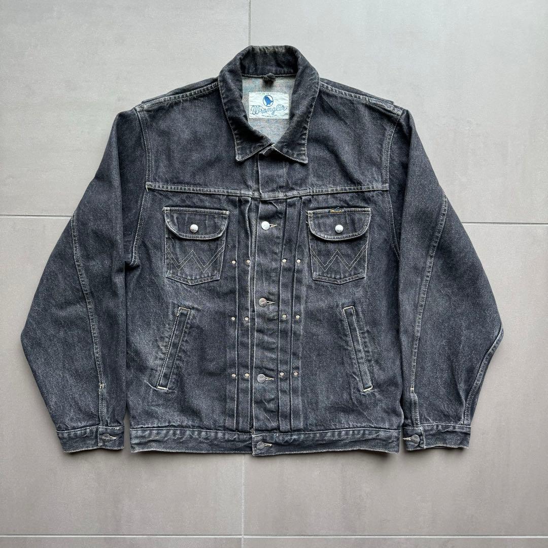 80s ラングラー ブラック デニム ジャケット 先染め Lサイズ レア