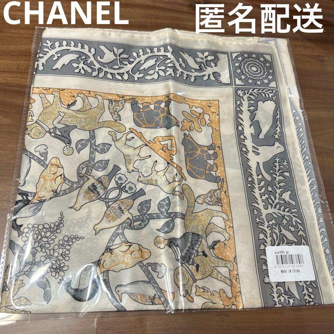 CHANEL シャネル ノベルティ スカーフ 新品未使用 絹 シルク 100