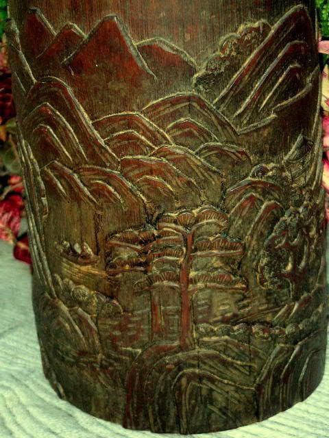 ♥中国 古玩 竹製 筆筒 書道具