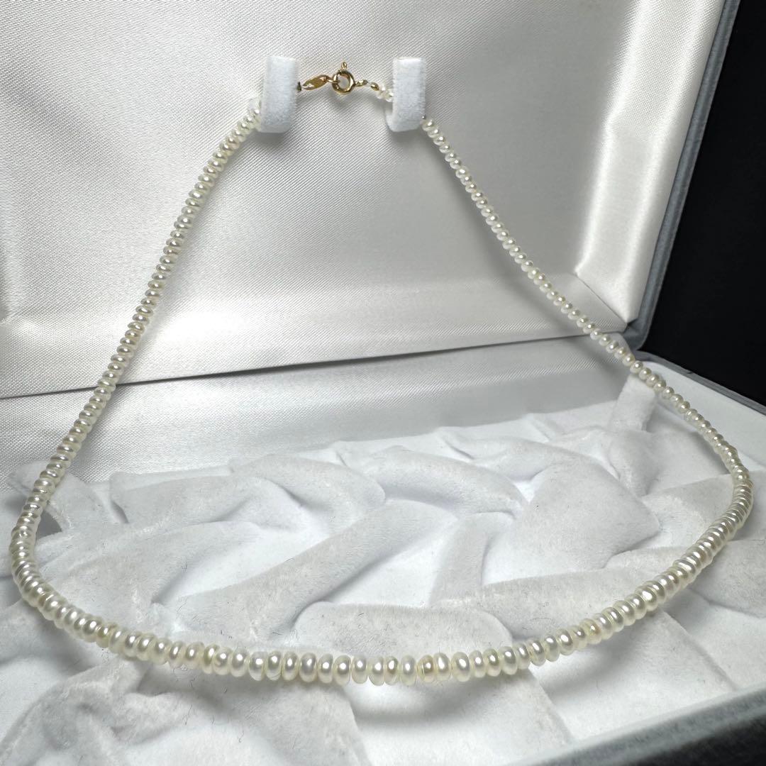 K18 750刻印 本真珠 ベビーパール ネックレス 3.2mm 41.5cm