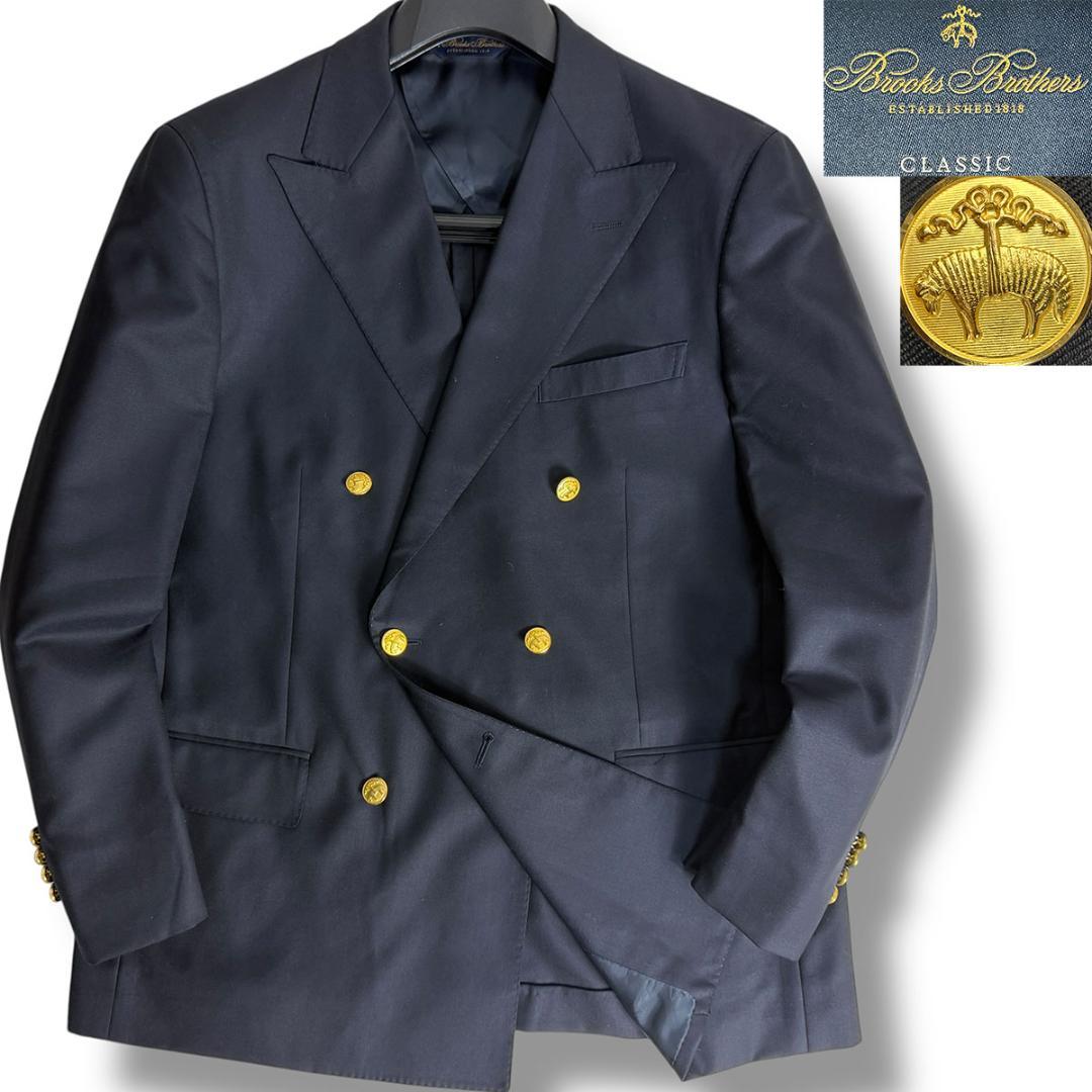 J7353 超美品 ブルックスブラザーズ 金ボタンダブル紺ブレザー 42REG
