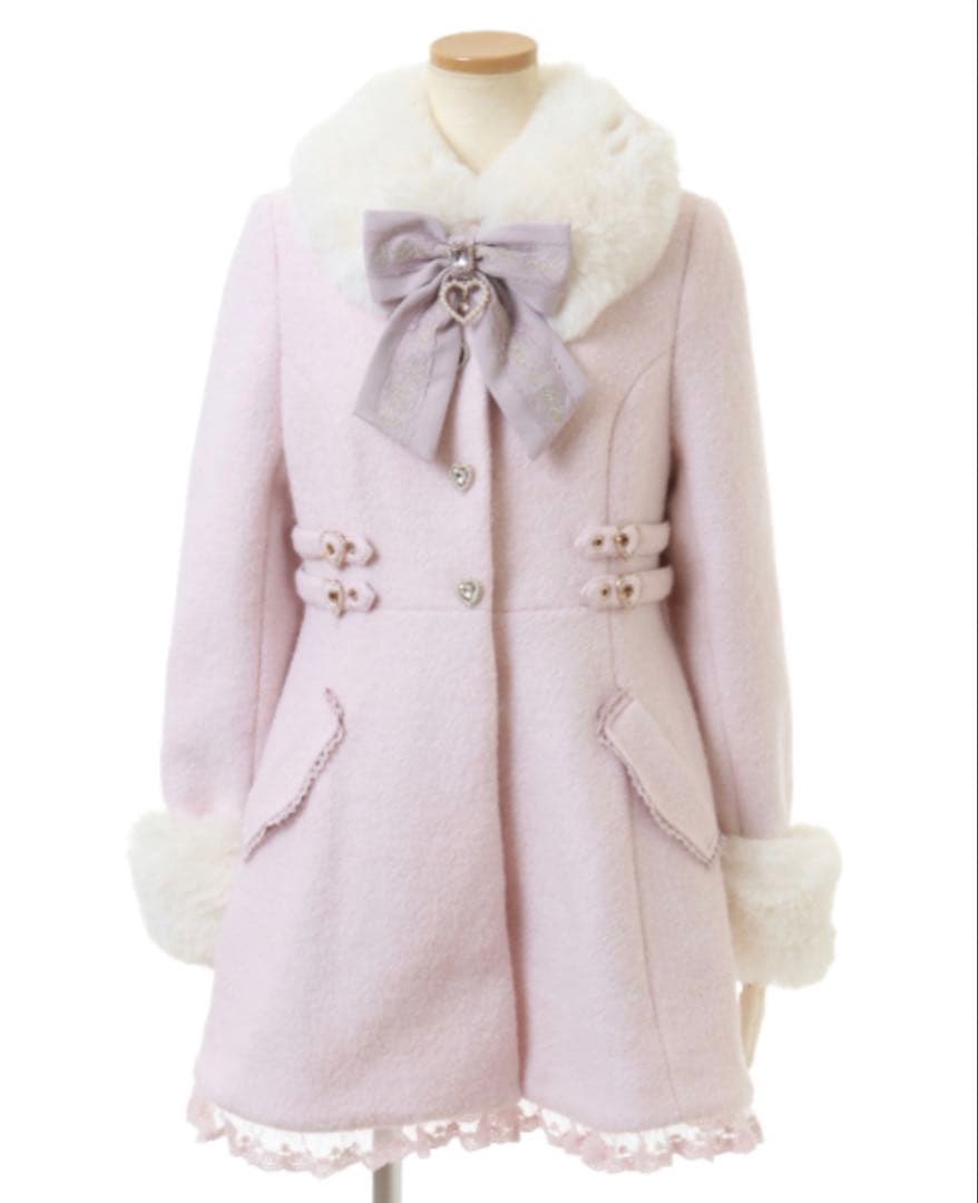 LIZLISA リズリサ ビジューリボンミニ丈Aラインコート ピンク - メルカリ