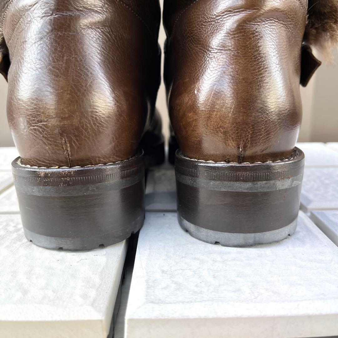 37 SARTORE エンジニア ブーツ ブラウン ファー ボア 24 - メルカリ