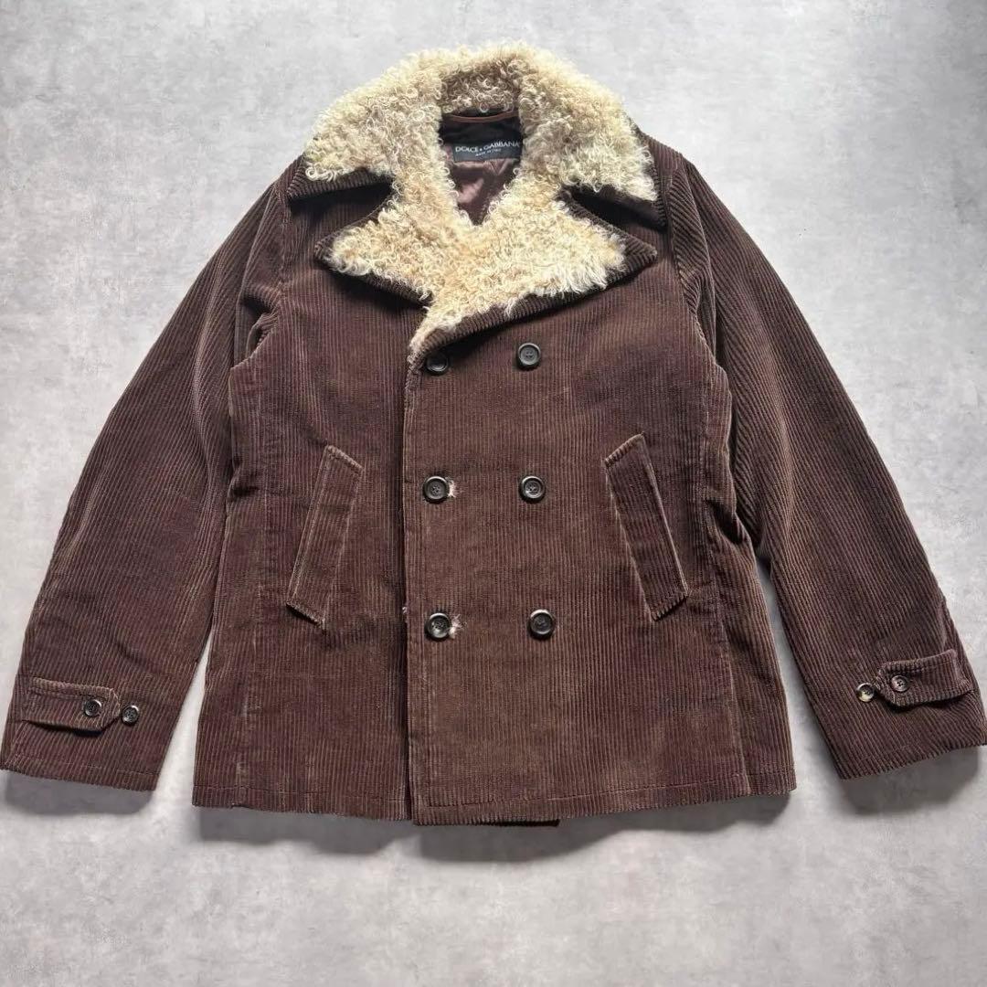 T*0様 D&G コート ダブル カルガンゴートファー コーデュロイ ブラウン