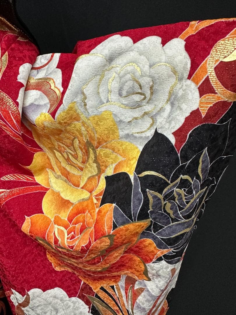 赤黒金 薔薇ゴールド小悪魔ageha系振袖フルセット
