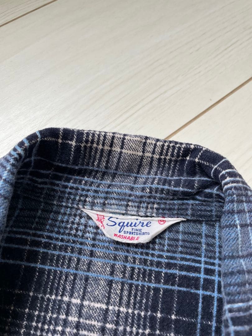 60s プリントネル オンブレー シャドーチェック ビンテージ ネルシャツ