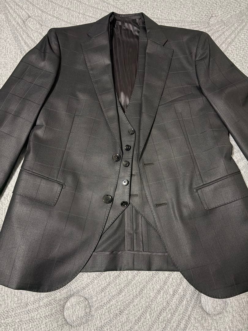 新品】スリーピース セットアップ ブラックシャドウブロックチェック