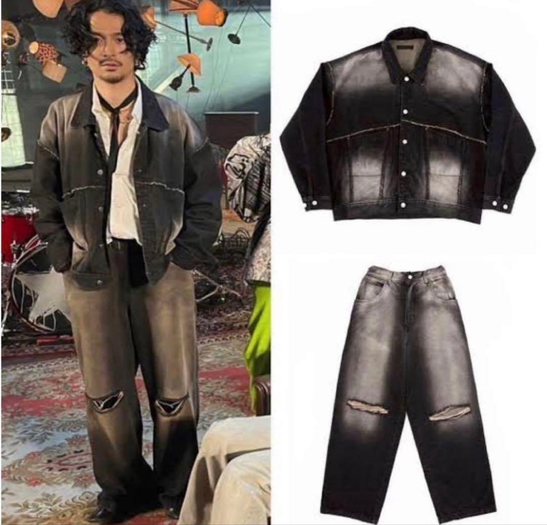 glamour デニム ブラック king gnu 常田大希さん着用 glamour デニムジャケット ブラック king gnu 常田大希着用 - メルカリ