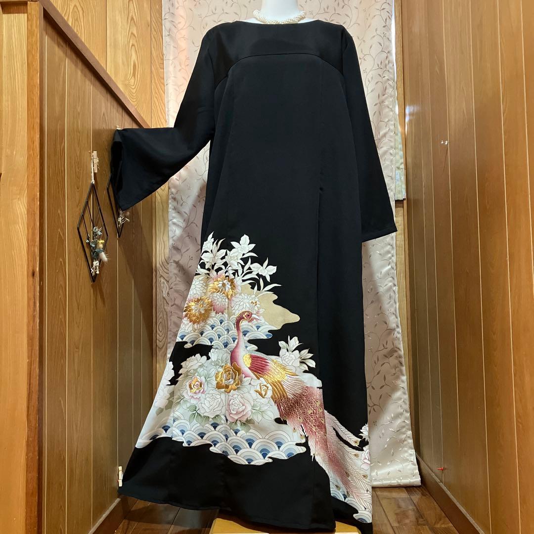 NO35 着物リメイクワンピース 留袖リメイクワンピース シルク - メルカリ