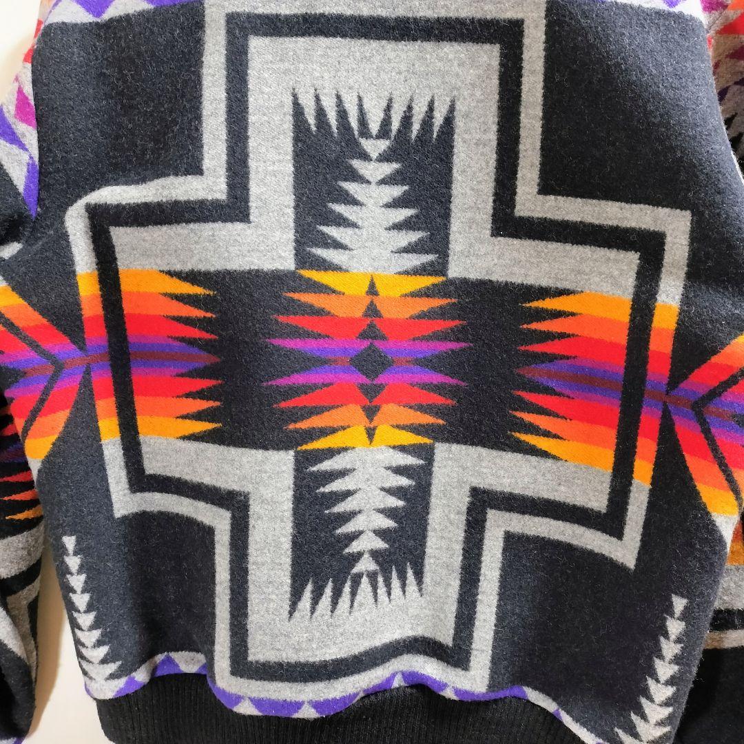 70〜80s ハイネック ネイティブ チマヨ ウール ジップ ラグジャケット
