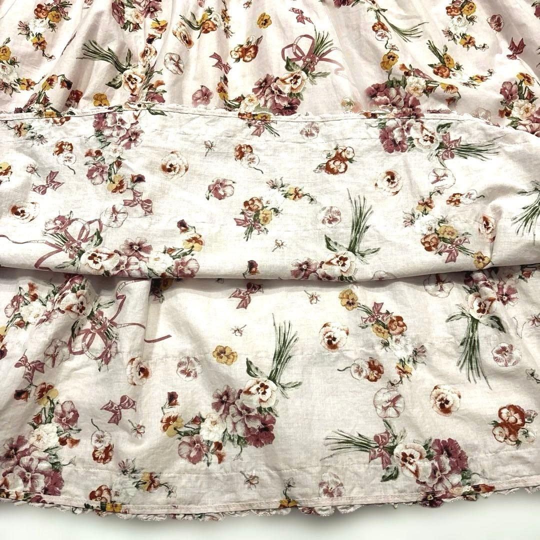 極美品/近年モデル】ピンクハウス ロングワンピース パンジー柄 フリル
