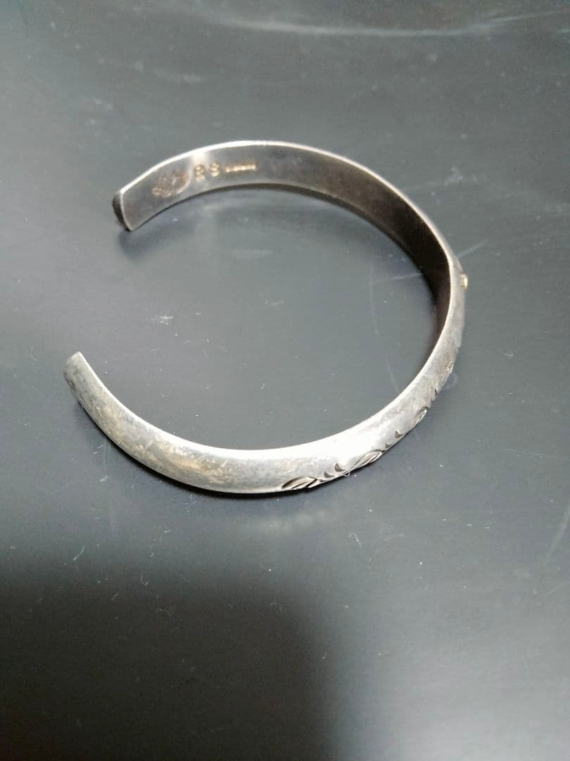 シルバー バングル ブレスレット STERLING 唐草 ゴールドポイント