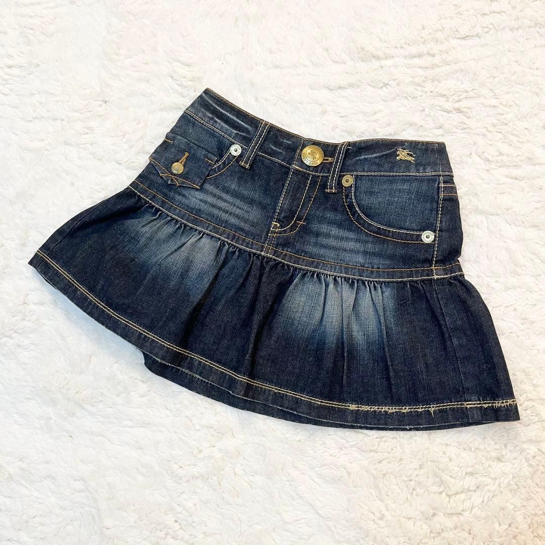 美品 Y2K バーバリーブルーレーベル デニムミニスカート ホースロゴ 金ボタン BURBERRY BLUE LABEL - 美品✨バーバリーブルーレーベル デニムミニ