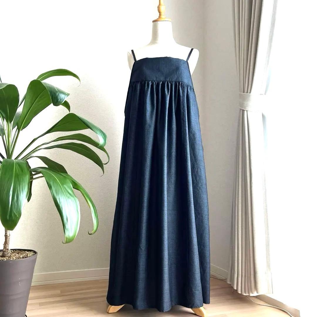 大島紬リメイク、キャミワンピース ジャンパースカート サイズM〜L