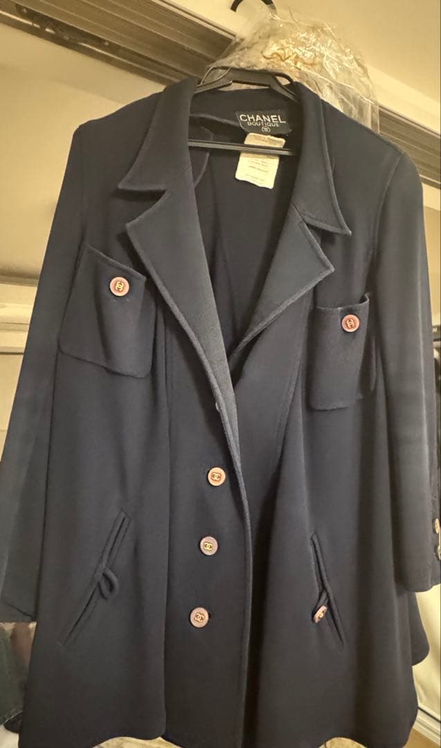 CHANEL テーラードジャケット ネイビー 36 ビンテージ エレガント 希少