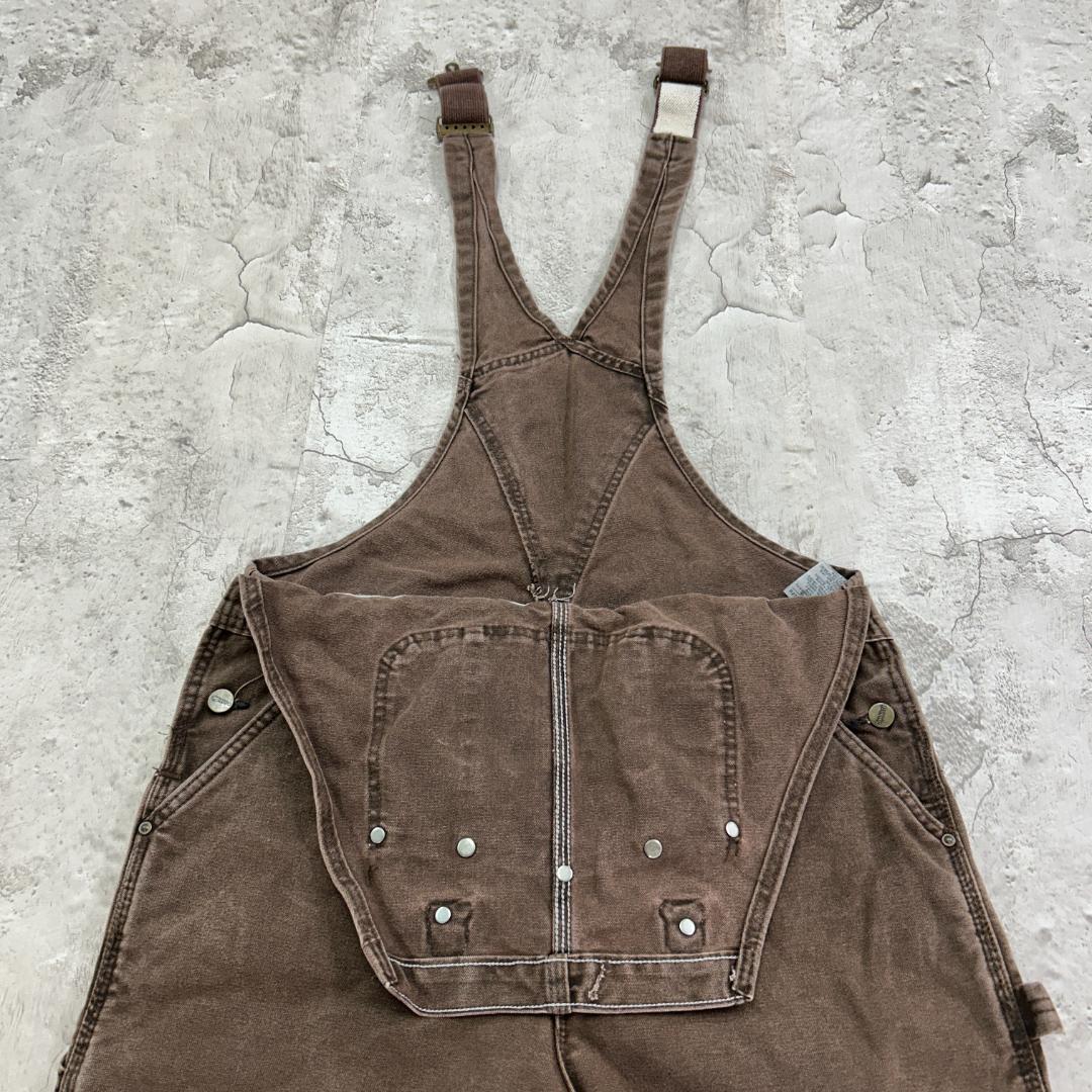 ふ*ぅ様 カーハート USA製 ダブルニー ストリート オーバーオール 古着 茶