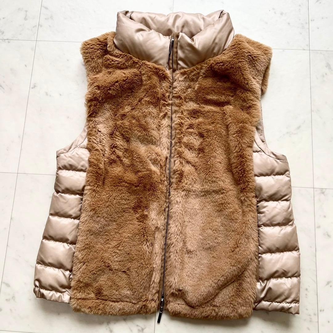 MORABITO blanc フェイクファー ダウンベスト ブラウン 38 - メルカリ