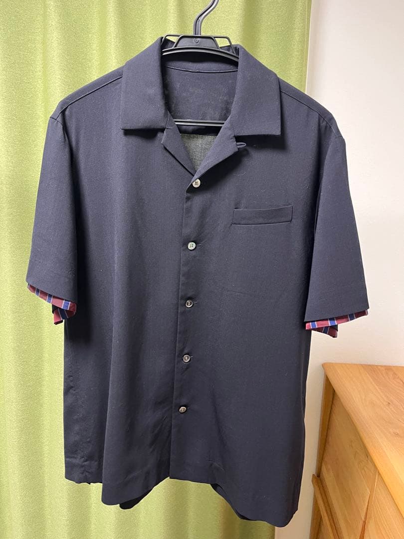 sacai 開襟シャツ 21-02458M sacai: Black Chalk Stripe Shirt | SSENSE