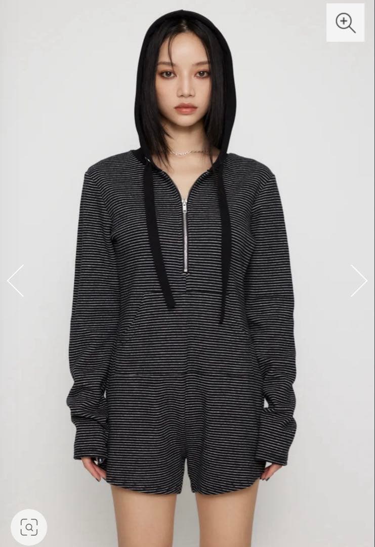 laguagem border hoodie ロンパース LAGUA GEM | BORDER HOODIE ロンパース (ワンピース(ミニ・ミディアム