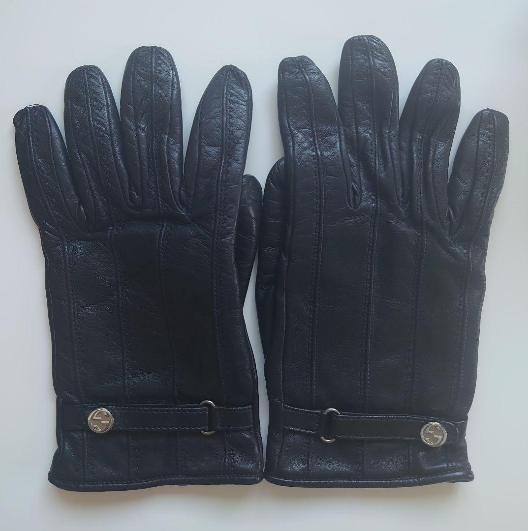 【最終価格】GUCCI メンズ イタリア製 レザー手袋 サイズ9 グッチ メンズ 手袋 GUCCI ブランド グローブ レザーグローブ GG柄