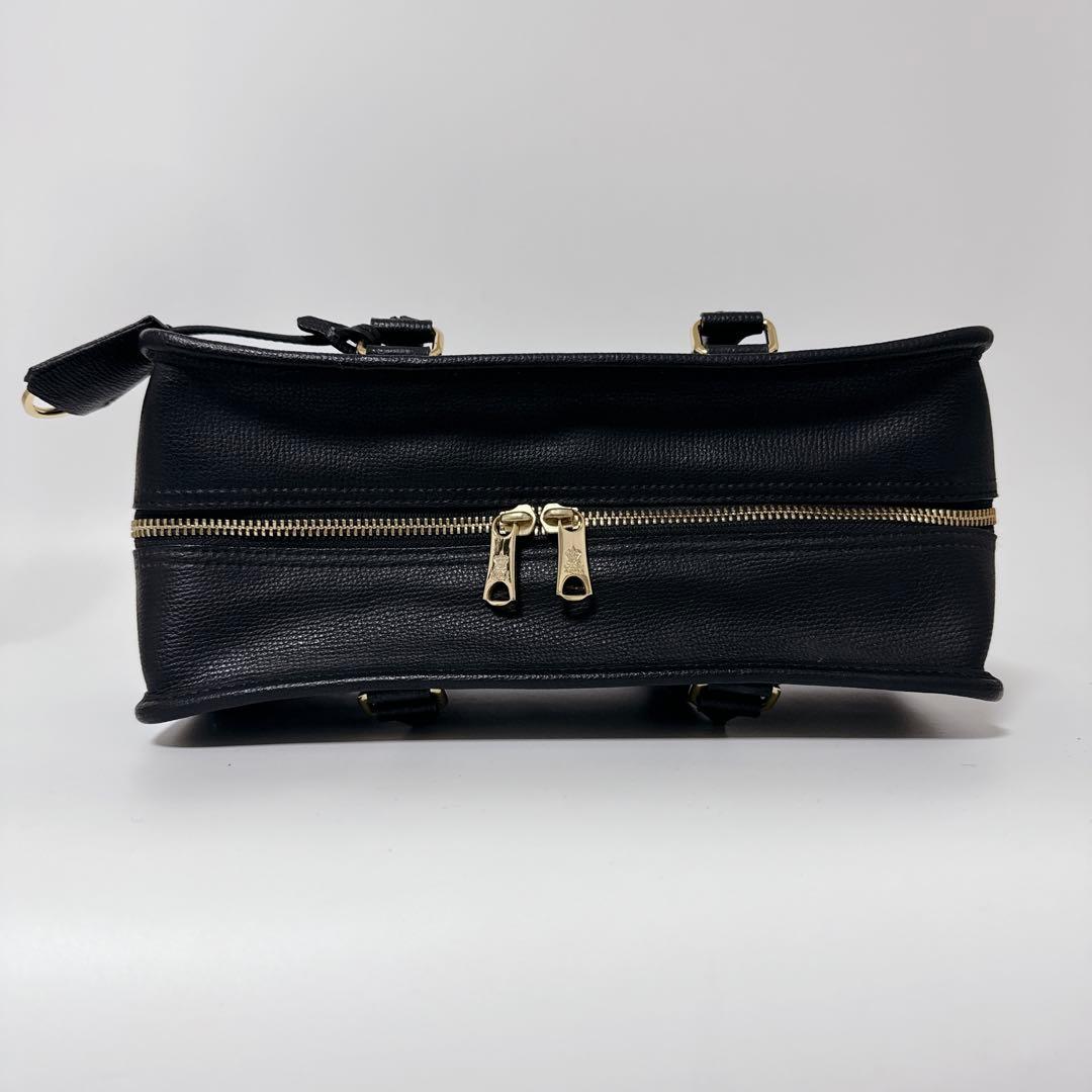 24時間以内発送】A.D.M.J スクエアトート ブラック レザー ボストン