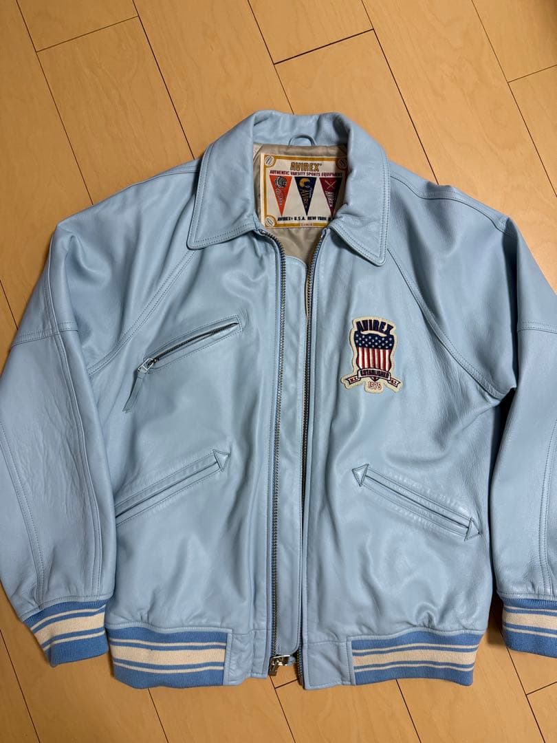 AVIREX USA レザージャケット ライトブルー - メルカリ