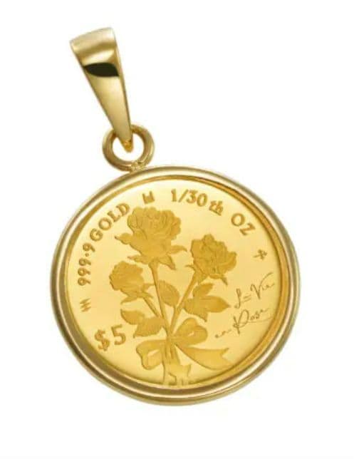 新品SPERANZA純金コインラヴィアンローズ1/30ozペンダントトップ限定品