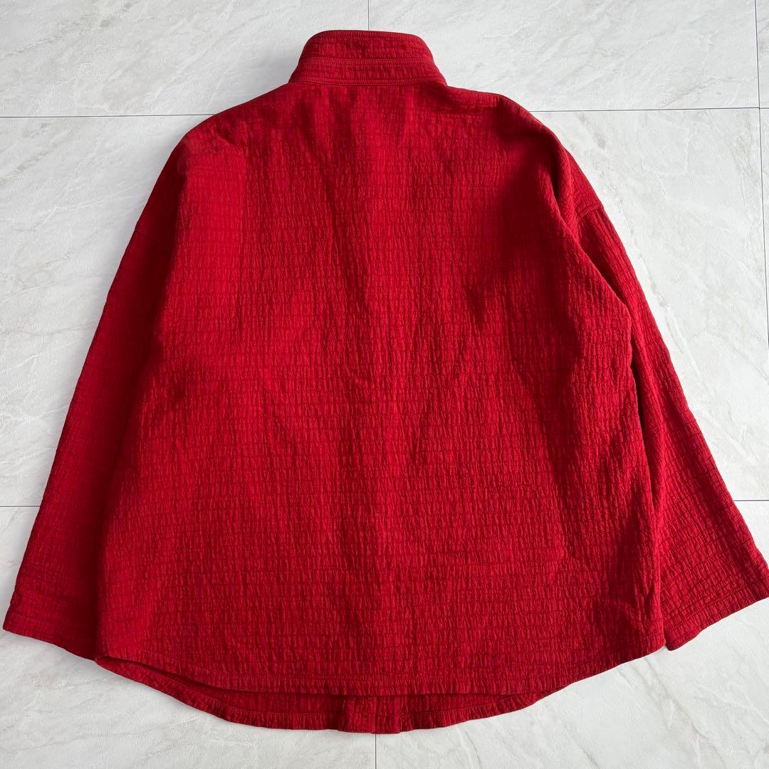 ヤッコマリカルド 赤 タック シャツジャケットFREE - メルカリ