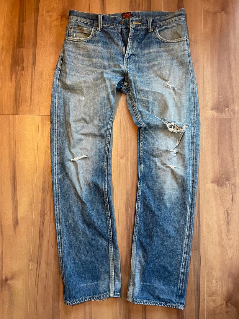 美品 希少】ZILLI デニム パンツ ストレッチ 濃紺 総柄 レザー 48